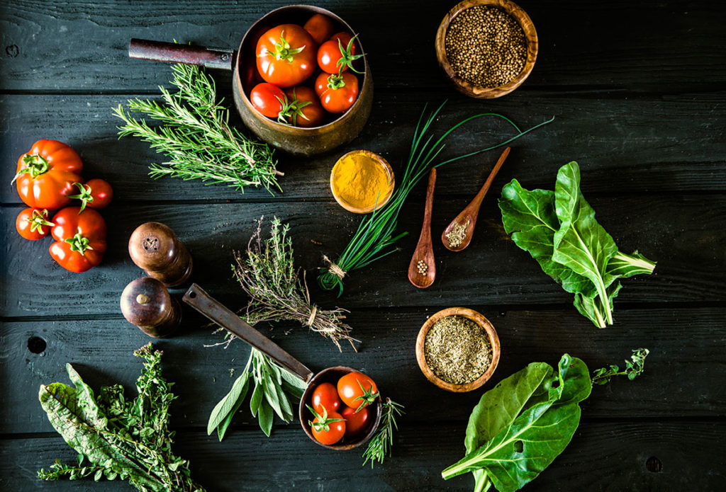 vegetables on a farm table for a vegetarian wine dinner