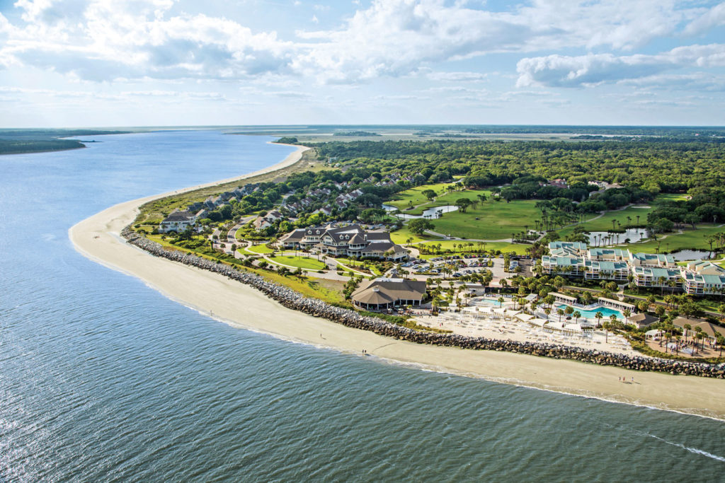 aerial view of the seabrook island beach club and pool