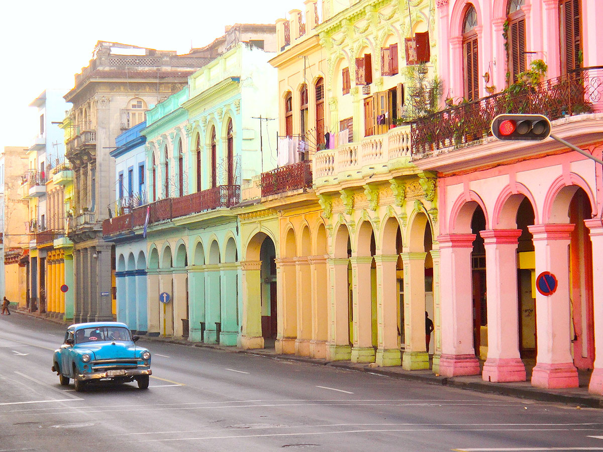 Colorful buildings along the streets of Havana, chosen to represent Seabrook Island's Havana Nights party
