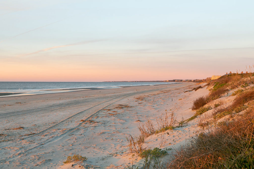 private beach on seabrook island at sunrise