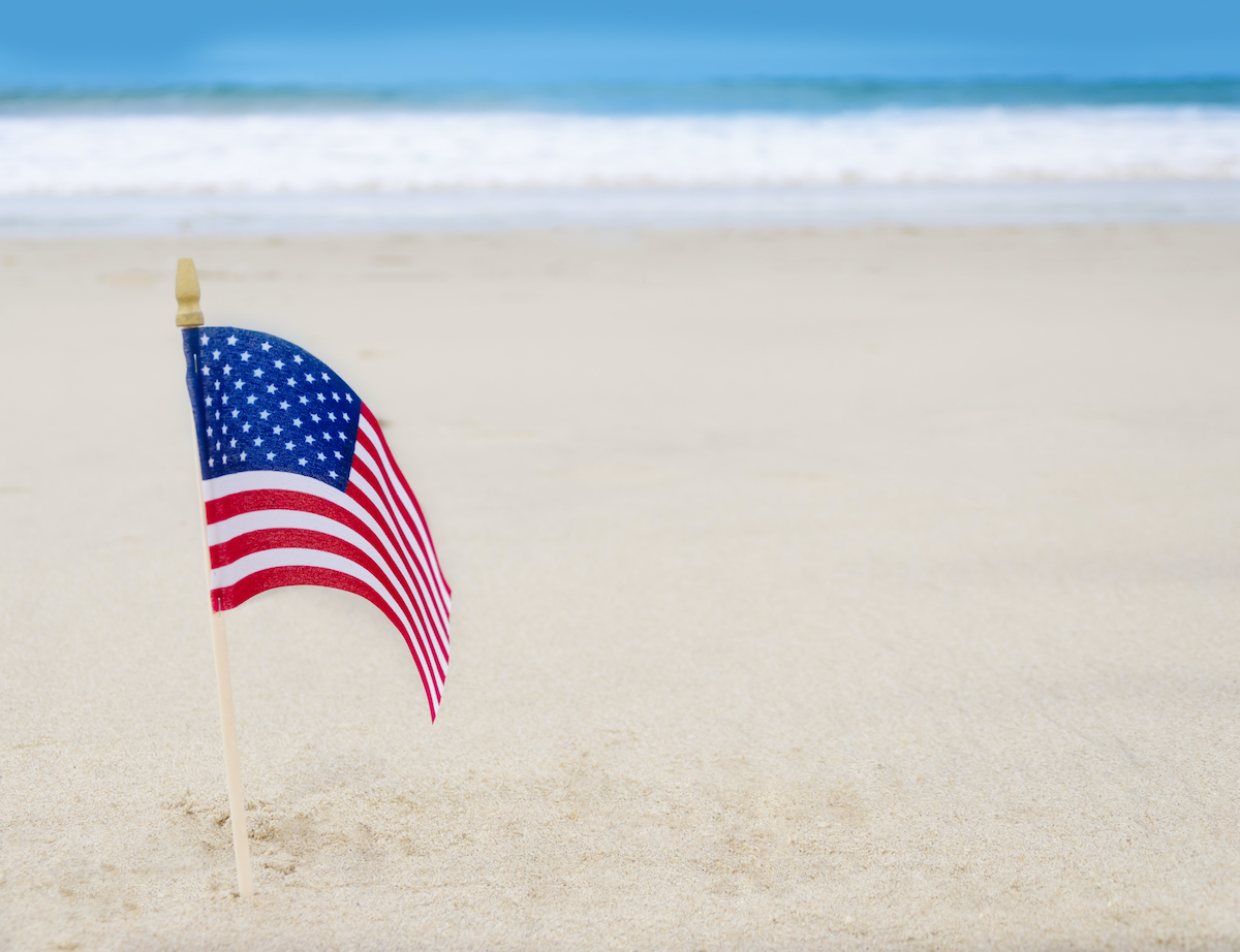 american flag on seabrook beaches