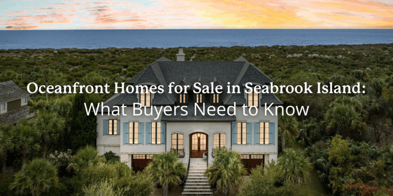 Luxury oceanfront home for sale on Seabrook Island SC with Atlantic Ocean views at sunset, featured in real estate blog about what buyers need to know.